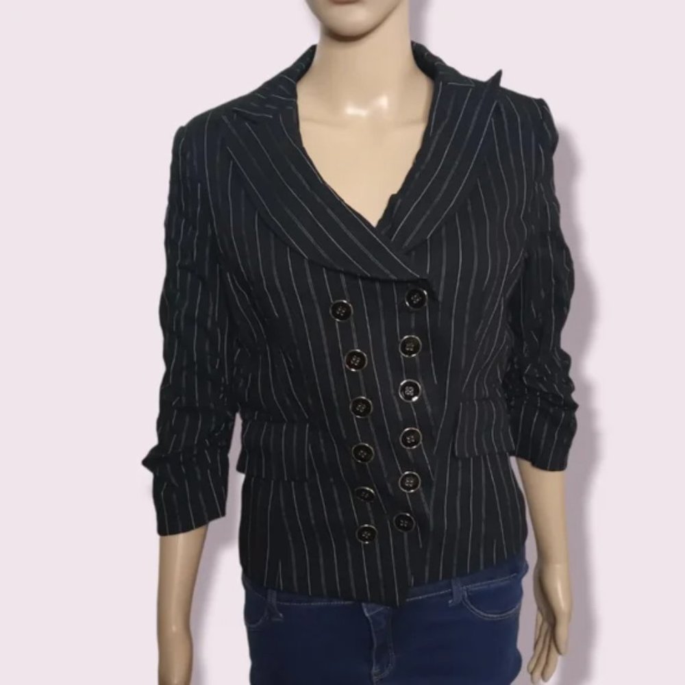 Black Pin Stripe Bianca Nygard Blazer Sz 6P